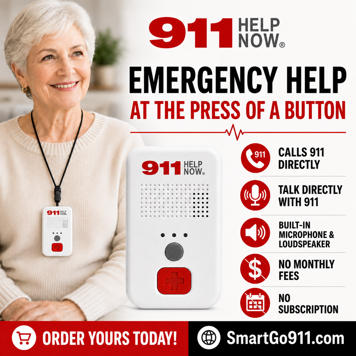 911 Help Now™ Medical Alert Emergency Pendant – Calls 911 Directly, No Monthly Fees