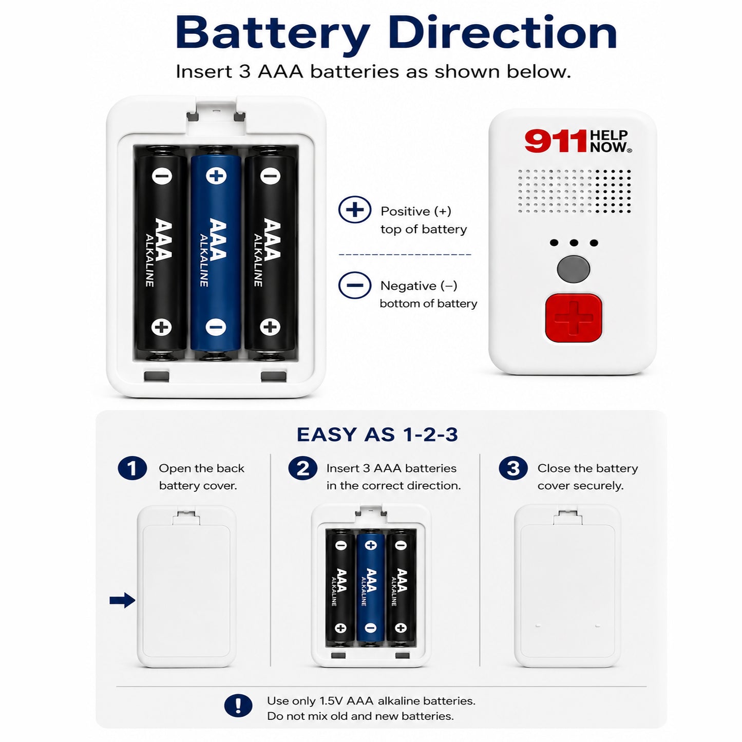 911 Help Now Emergency Pendent - No Monthly Fees Ever - One-Touch Direct Connect, Emergency Communicator Pendant Medical Alert - White