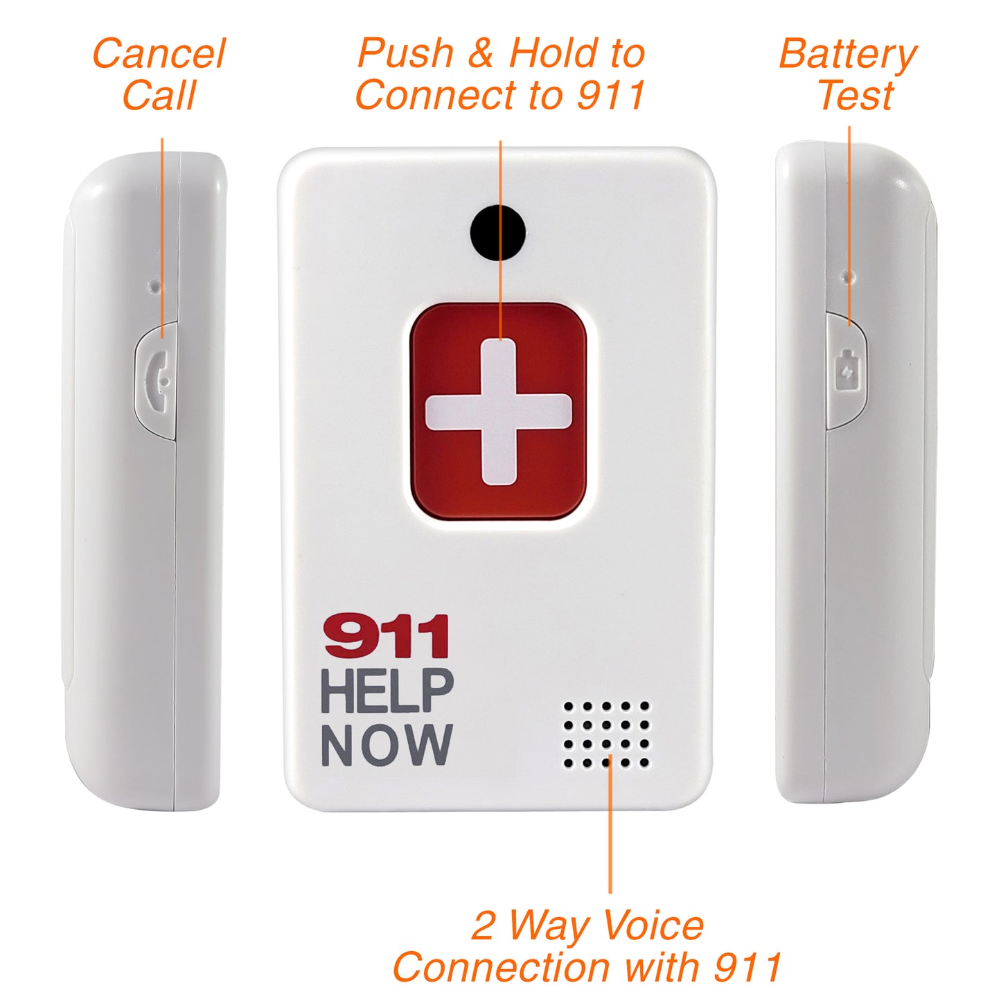 911 Help Now Emergency Pendent - No Monthly Fees Ever - One-Touch Direct Connect, Emergency Communicator Pendant Medical Alert - White